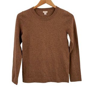 J Crew Brown Cotton/Wool Knit Crew Neck Sweater Size XXS